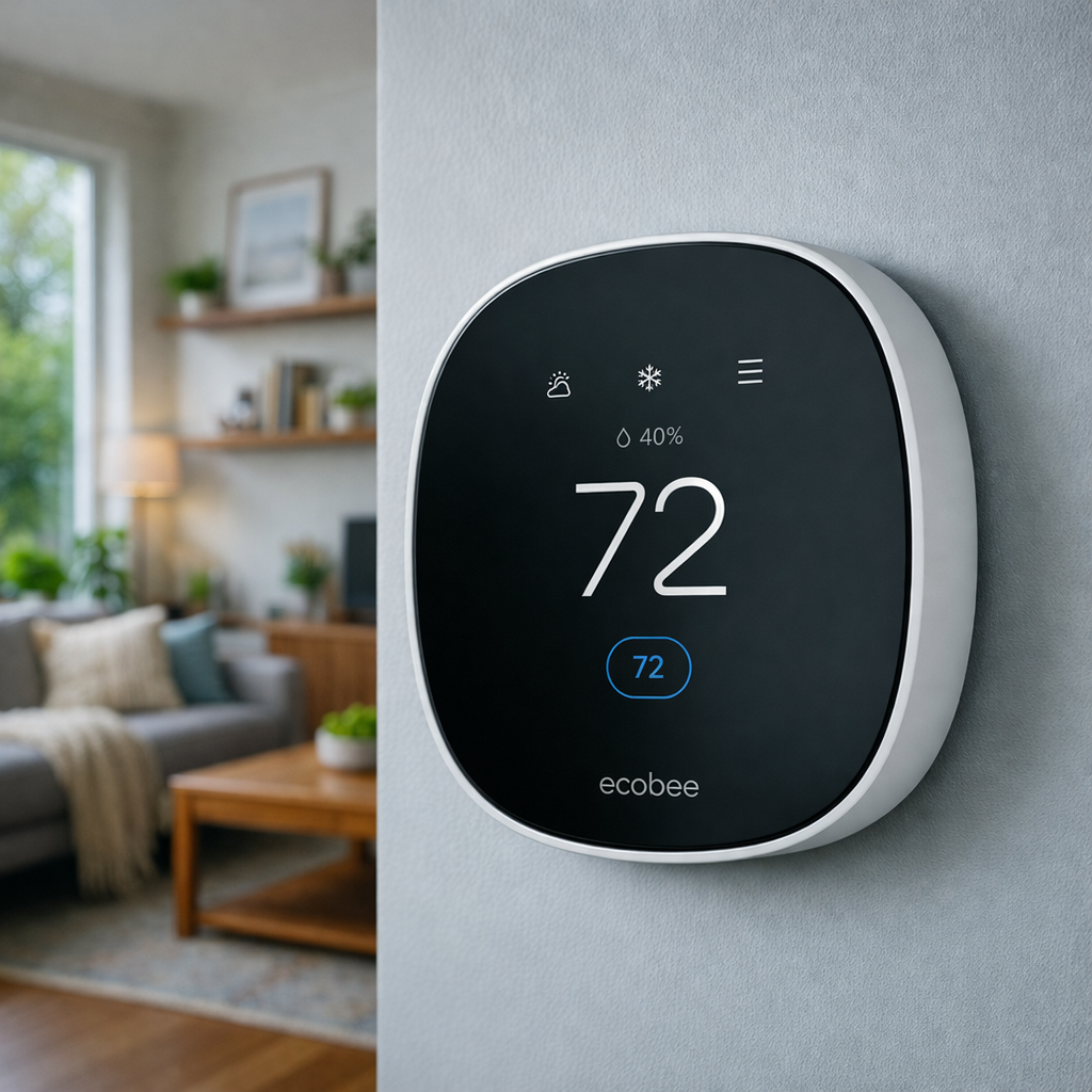 Ecobee Smart Thermostat Essential – Save on Energy Bills, App + Voice Control, Works with Alexa/Google/Apple Home