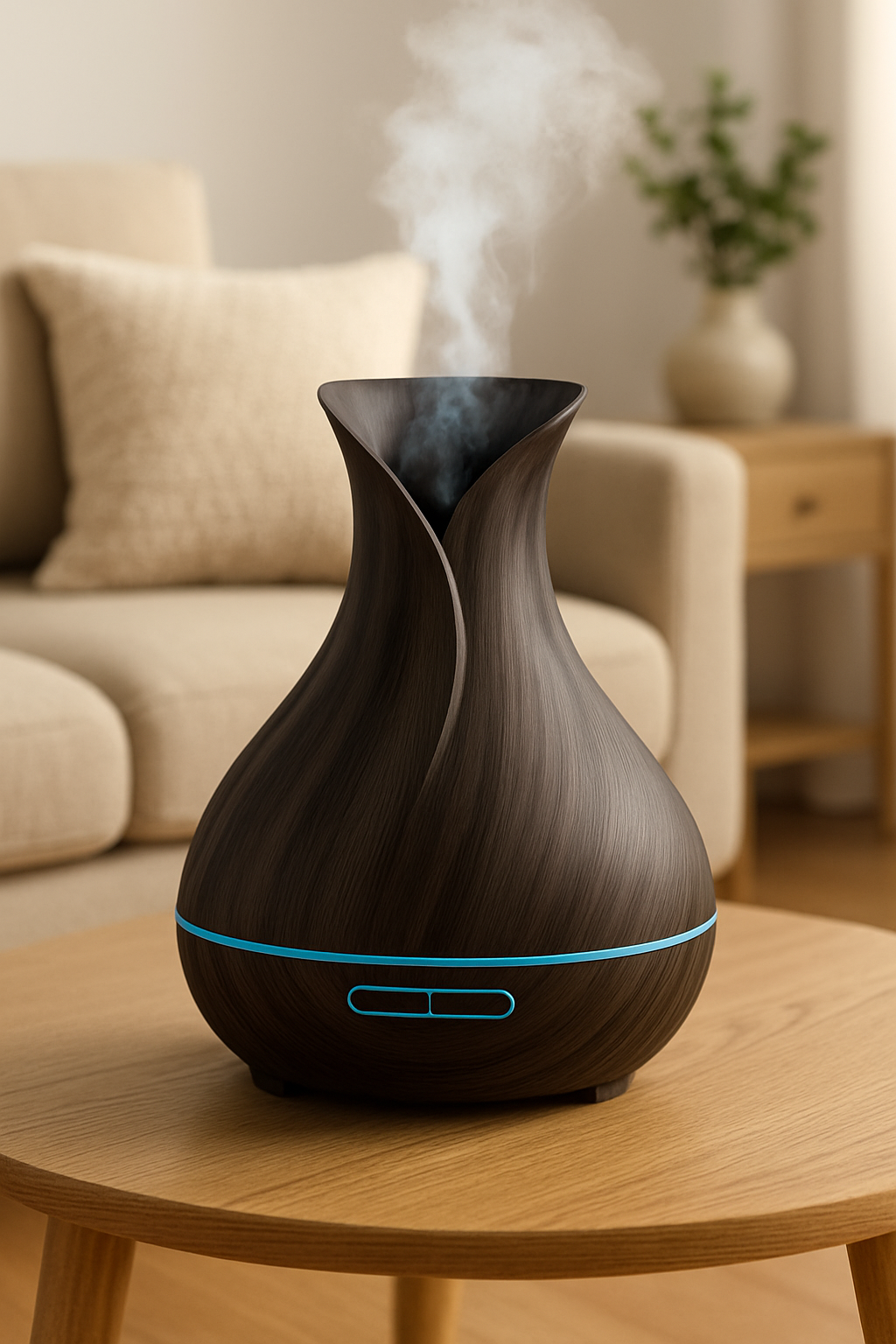 Smart WiFi Ultrasonic Essential Oil Diffuser & Humidifier – 400ml, Alexa & Google Home Compatible, LED & Timer, Dark Brown