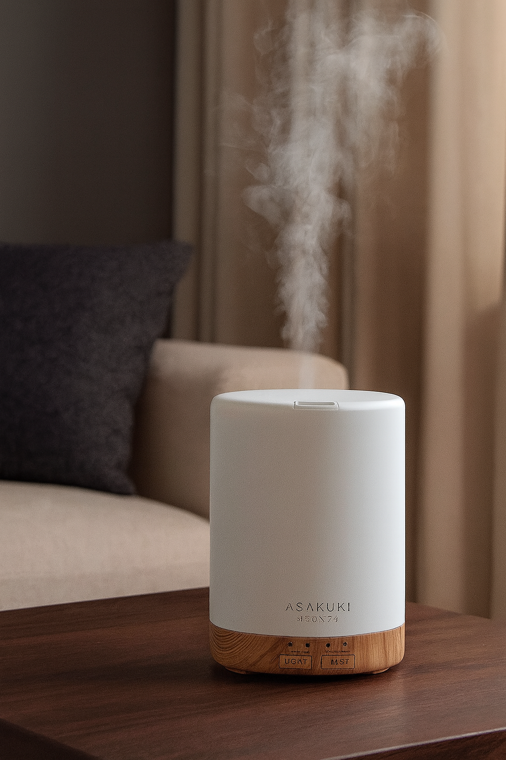 Smart Ultrasonic Essential Oil Diffuser & Humidifier – 300 mL, LED Mood Light, Auto-Shutoff, Quiet Operation — Perfect for Home, Bedroom, Office (Wood-Grain Finish)