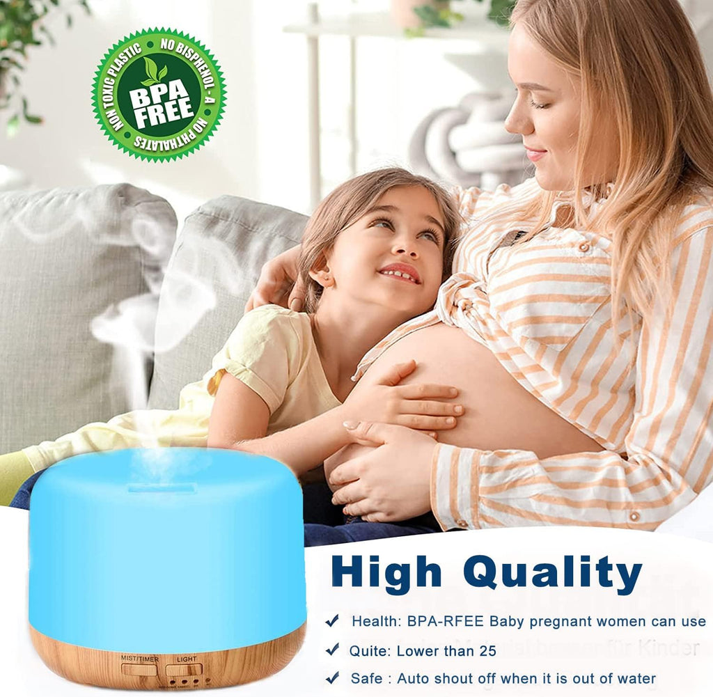 300Ml Ultrasonic Oil Diffuser and Humidifier with Remote - Aromatherapy Vaporizer with Auto-Off and 7 Color Changing LED Lights for Home, Office, and Large Bedrooms