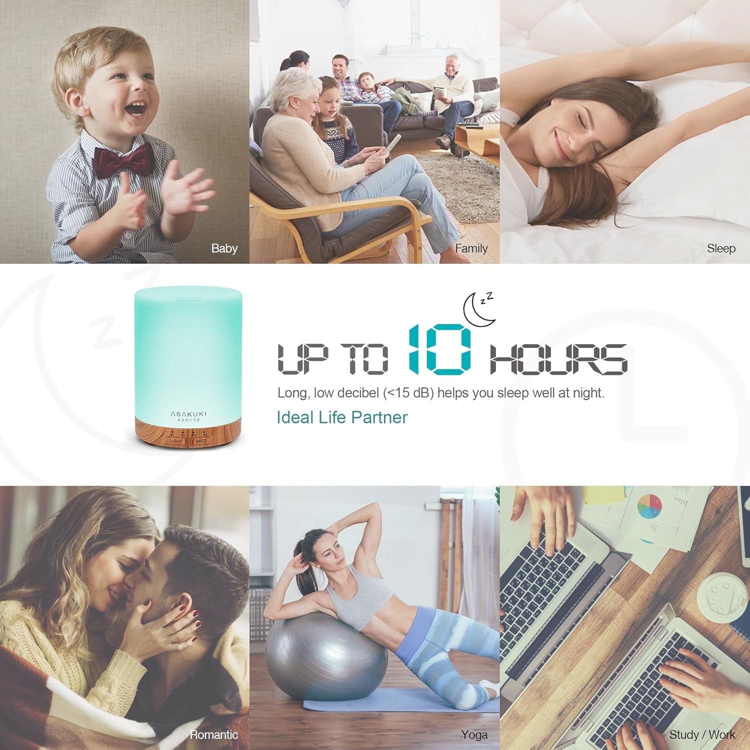 Smart Ultrasonic Essential Oil Diffuser & Humidifier – 300 mL, LED Mood Light, Auto-Shutoff, Quiet Operation — Perfect for Home, Bedroom, Office (Wood-Grain Finish)