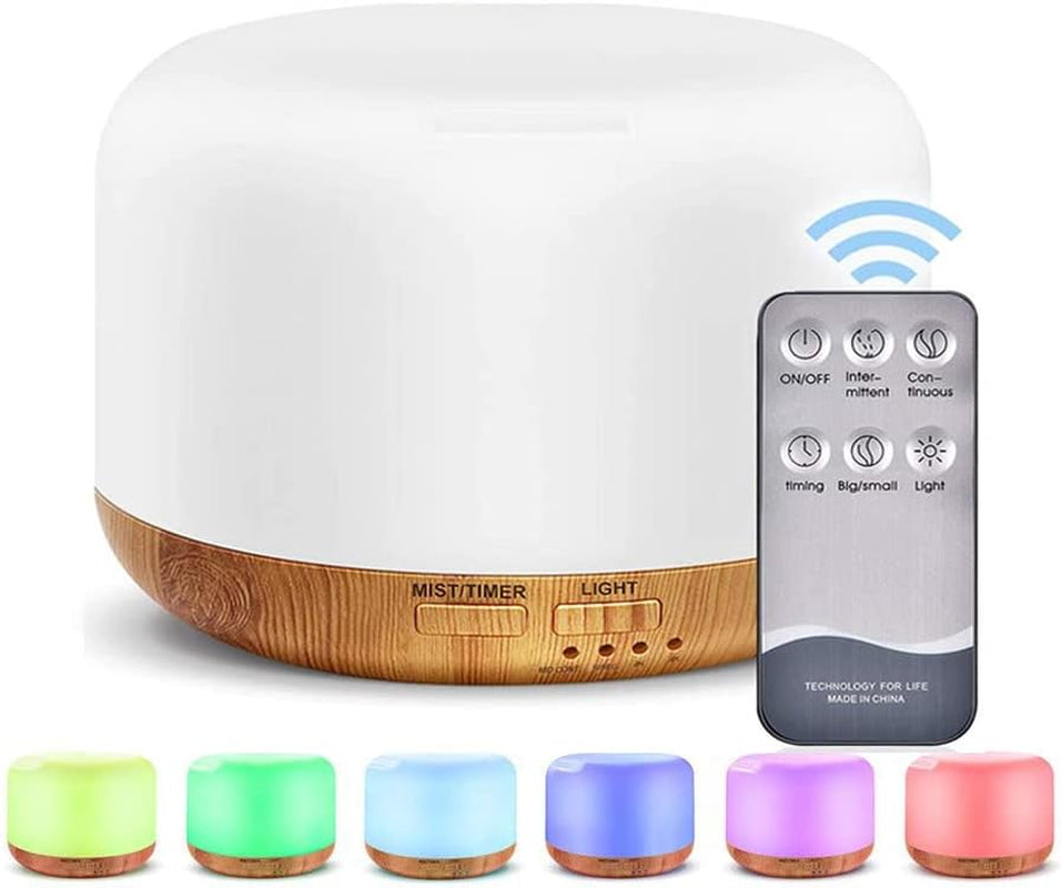 300Ml Ultrasonic Oil Diffuser and Humidifier with Remote - Aromatherapy Vaporizer with Auto-Off and 7 Color Changing LED Lights for Home, Office, and Large Bedrooms